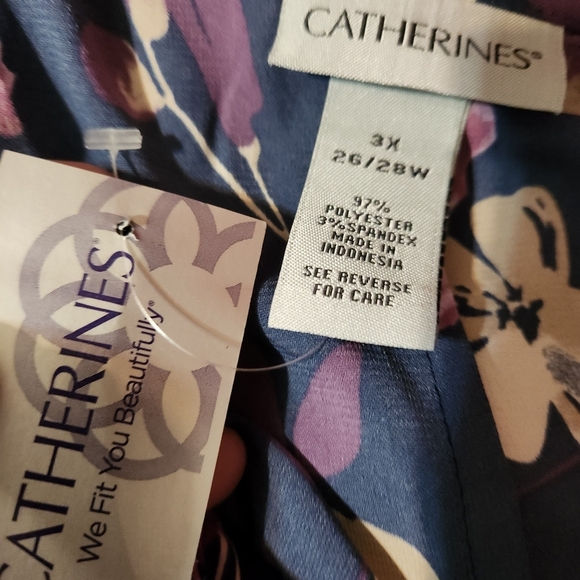 Catherines  floral georgette button down roll tab sleeves  3x nwt work Wear - Picture 3 of 12
